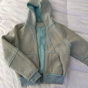 UGG Hooded bomber Jacket in Teal (it is not discolored, that’s the color)
